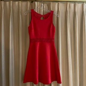 Red mid drift lace dress